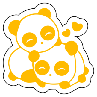 Cute Panda Couple In Love Sticker (Yellow)